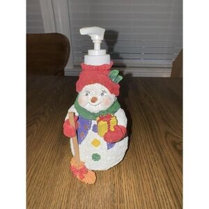Snowman Soap Dispenser Christmas Holiday Decor Lotion Pump Vintage